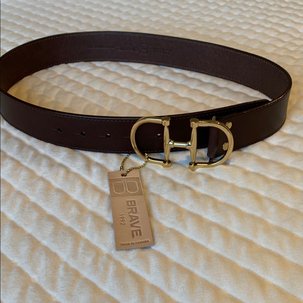 Brave Brown Leather Belt with Gold Buckle